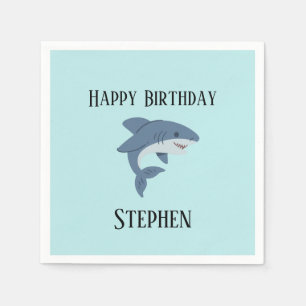 Serviette En Papier Joli requin bleu personnalisé