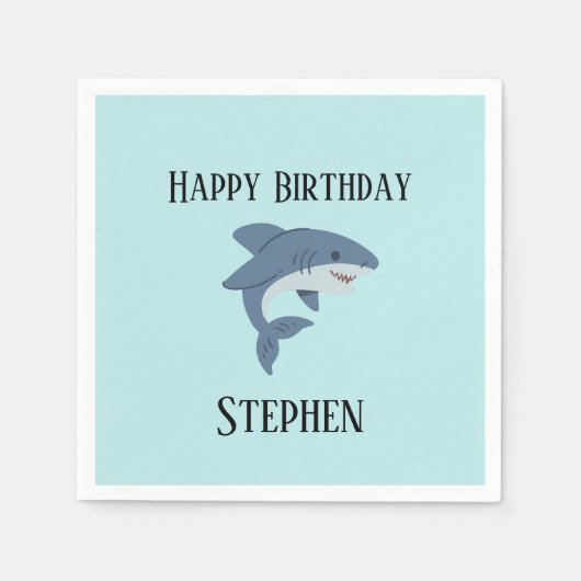 Serviette En Papier Joli requin bleu personnalisé (Devant)