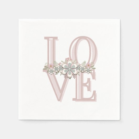 Serviette En Papier Joli Retro Floral Rose/Vert Faux Embossés (Devant)