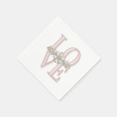 Serviette En Papier Joli Retro Floral Rose/Vert Faux Embossés (Coin)