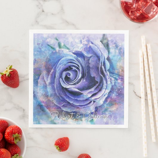 Serviette En Papier Joli Rose aquarelle (En situation)