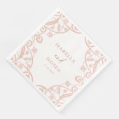 Serviette En Papier Joli Rose doux Or Floral Mariage dentelle (Coin)