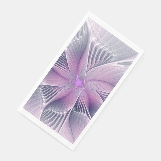 Serviette En Papier Joli rose Fleur Moderne Abstrait Fractal Art (Coin)