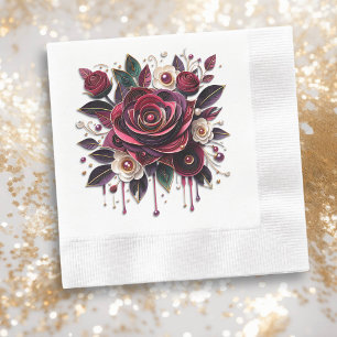 Serviette En Papier Joli Rose Floral Mariage