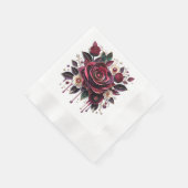 Serviette En Papier Joli Rose Floral Mariage (Coin)