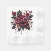 Serviette En Papier Joli Rose Floral Mariage (Devant)