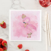 Serviette En Papier Joli rose Noël Flamant rose d'hiver Oiseau (En situation)