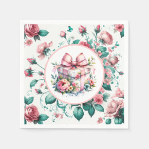 Serviette En Papier Joli rose Shabby Chic Floral Anniversaire