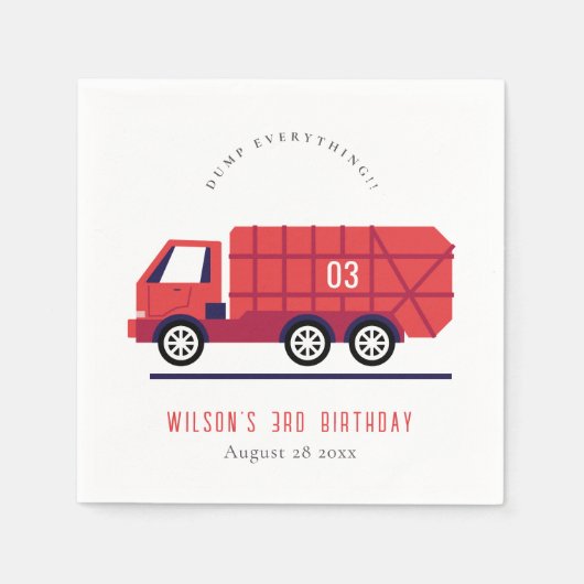 Serviette En Papier Joli Rouge Garbage Truck Enfants N'importe quel âg (Devant)