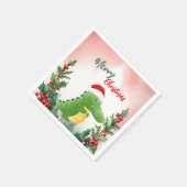 Serviette En Papier Joli Rouge Joyeux Noël alligator Père Noël partie  (Coin)