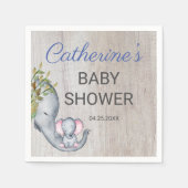 Serviette En Papier Joli Rustique Juin Elephant Baby shower garçon (Devant)