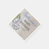 Serviette En Papier Joli Rustique Juin Elephant Baby shower garçon (Coin)