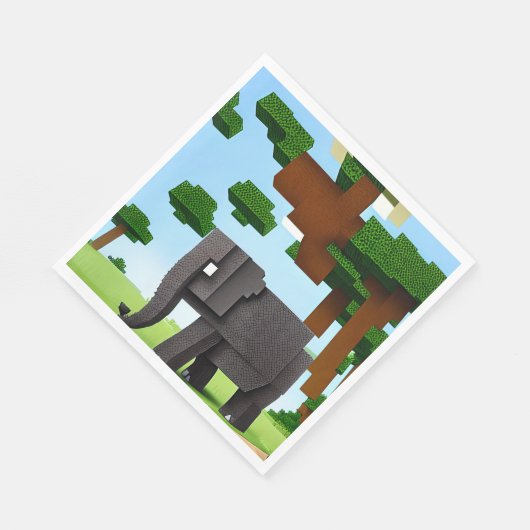 Serviette En Papier Joli Safari Elephant Pixel Art (Coin)