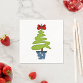 Serviette En Papier Joli sapin de Noël avec Bow rouge (En situation)