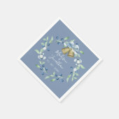 Serviette En Papier Joli Script de couronne Bleu Élégant Mariage perso (Coin)