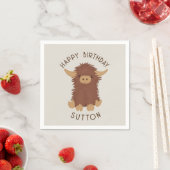 Serviette En Papier Joli, shaggy Highland vache conception personnalis (En situation)