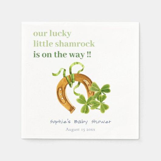 Serviette En Papier Joli Shamrock  St Patrick's Day Baby shower (Devant)
