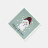 Serviette En Papier Joli Snowman d'hiver bleu Noël (Coin)