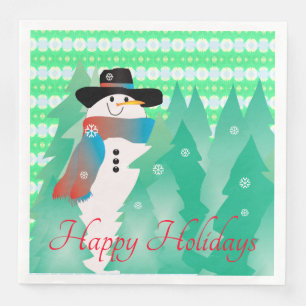 Serviette En Papier Joli Snowman Thème