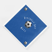 Serviette En Papier Joli Soccer Anniversaire Garçon Bleu et Blanc (Coin)