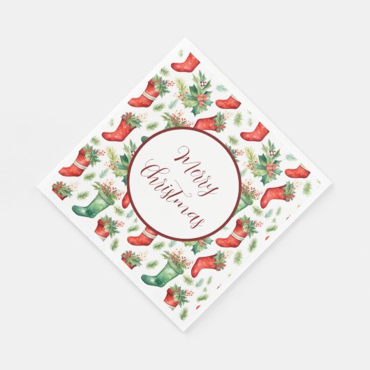 Serviette En Papier Joli socle vert et rouge (Coin)