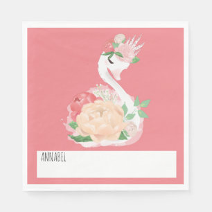 Serviette En Papier Joli Swan Message de déjeuner personnalisé à l'éco