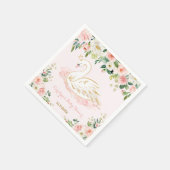 Serviette En Papier Joli Swan Princess Baby shower Rose aquarelle (Coin)