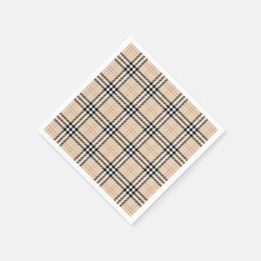Serviette En Papier Joli Tartan Plaid Beige (Coin)