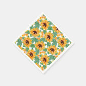 Serviette En Papier Joli tournesol Jaune & Motif vert (Coin)