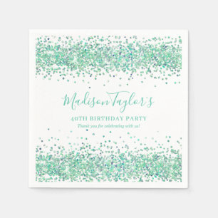 Serviette En Papier Joli Vert Menthe Paillettes Paillettes Confettis A