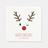 Serviette En Papier Joli Winking Rudolf Reindeer Noël (Devant)