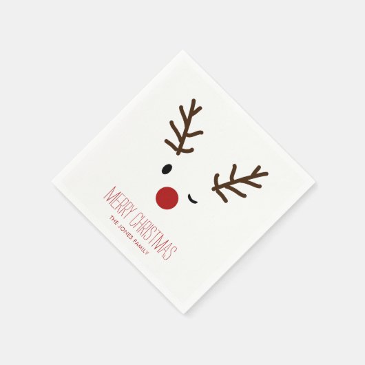 Serviette En Papier Joli Winking Rudolf Reindeer Noël (Coin)