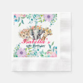 Serviette En Papier Joli zoo floral jungle Animaux Anniversaire Bienve (Devant)