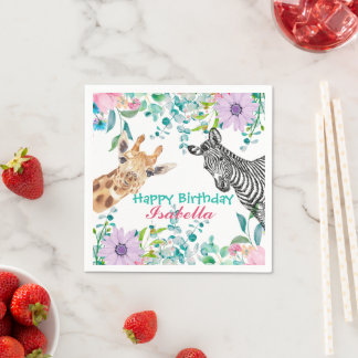 Serviette En Papier joli zoo Giraffe animaux jungle Floral Anniversair