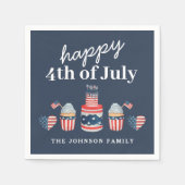 Serviette En Papier Jolie 4 juillet Rouge Blanc Et Bleu (Devant)