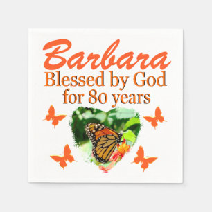 SERVIETTE EN PAPIER JOLIE 80E ANNIVERSAIRE PHOTOGRAPHIQUE DE BUTTERFLY