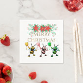 Serviette En Papier Jolie Abeilles de Miel Or Joyeux Noël (En situation)