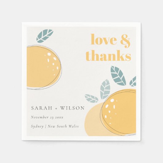 Serviette En Papier Jolie Abstraite Fruité citron Gras Mariages Merci (Devant)