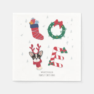 Serviette En Papier Jolie Amour Noël Vacances Chiot Papier de famille