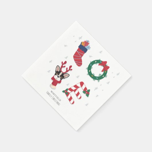 Serviette En Papier Jolie Amour Noël Vacances Chiot Papier de famille (Coin)