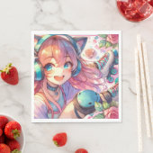 Serviette En Papier Jolie Anime Girl en Roller skates Anniversaire (En situation)