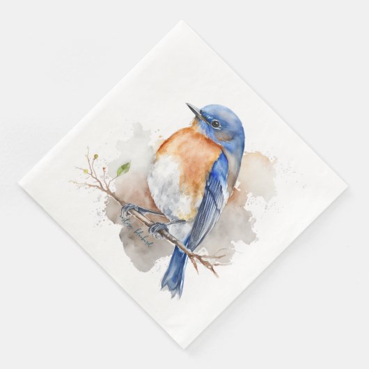 Serviette En Papier Jolie Aquarelle Bleue Orientale Orange Bleue (Coin)