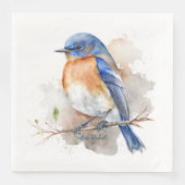 Serviette En Papier Jolie Aquarelle Bleue Orientale Orange Bleue (Devant)