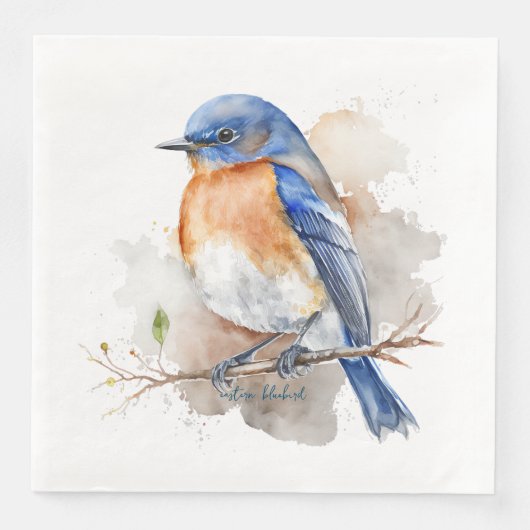 Serviette En Papier Jolie Aquarelle Bleue Orientale Orange Bleue (Devant)
