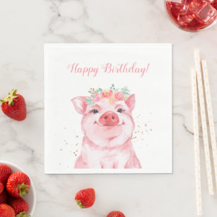 Serviette En Papier Jolie aquarelle Cochon Anniversaire