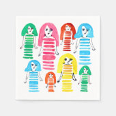 Serviette En Papier Jolie aquarelle filles art moderne funky (Devant)