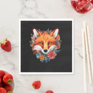 Serviette En Papier Jolie aquarelle Fleur Fox