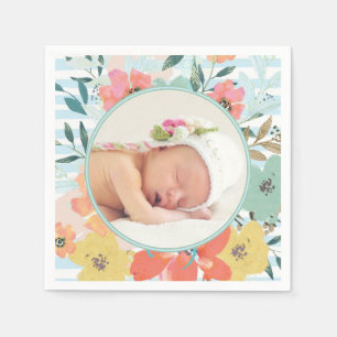 Serviette En Papier Jolie aquarelle Floral Photo personnalisée
