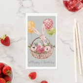 Serviette En Papier Jolie aquarelle Lapin Fleurs de lapin | Anniversai (En situation)