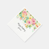 Serviette En Papier Jolie aquarelle rose et jaune (Coin)